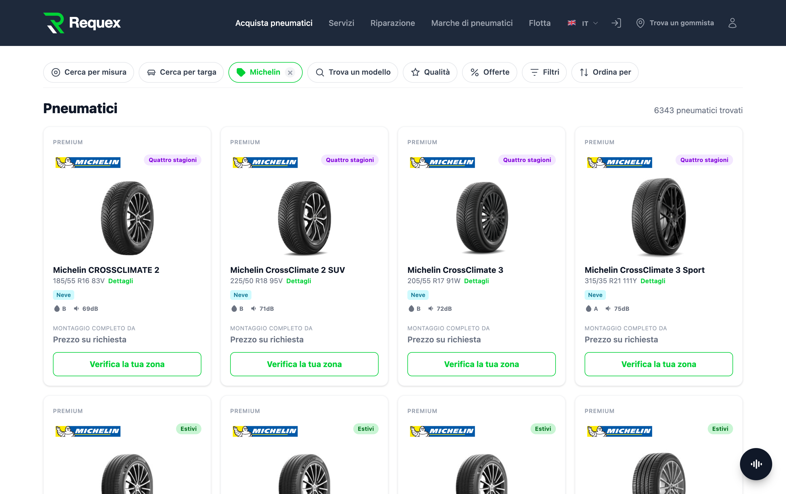 Il catalogo pneumatici nel tuo spazio Requex