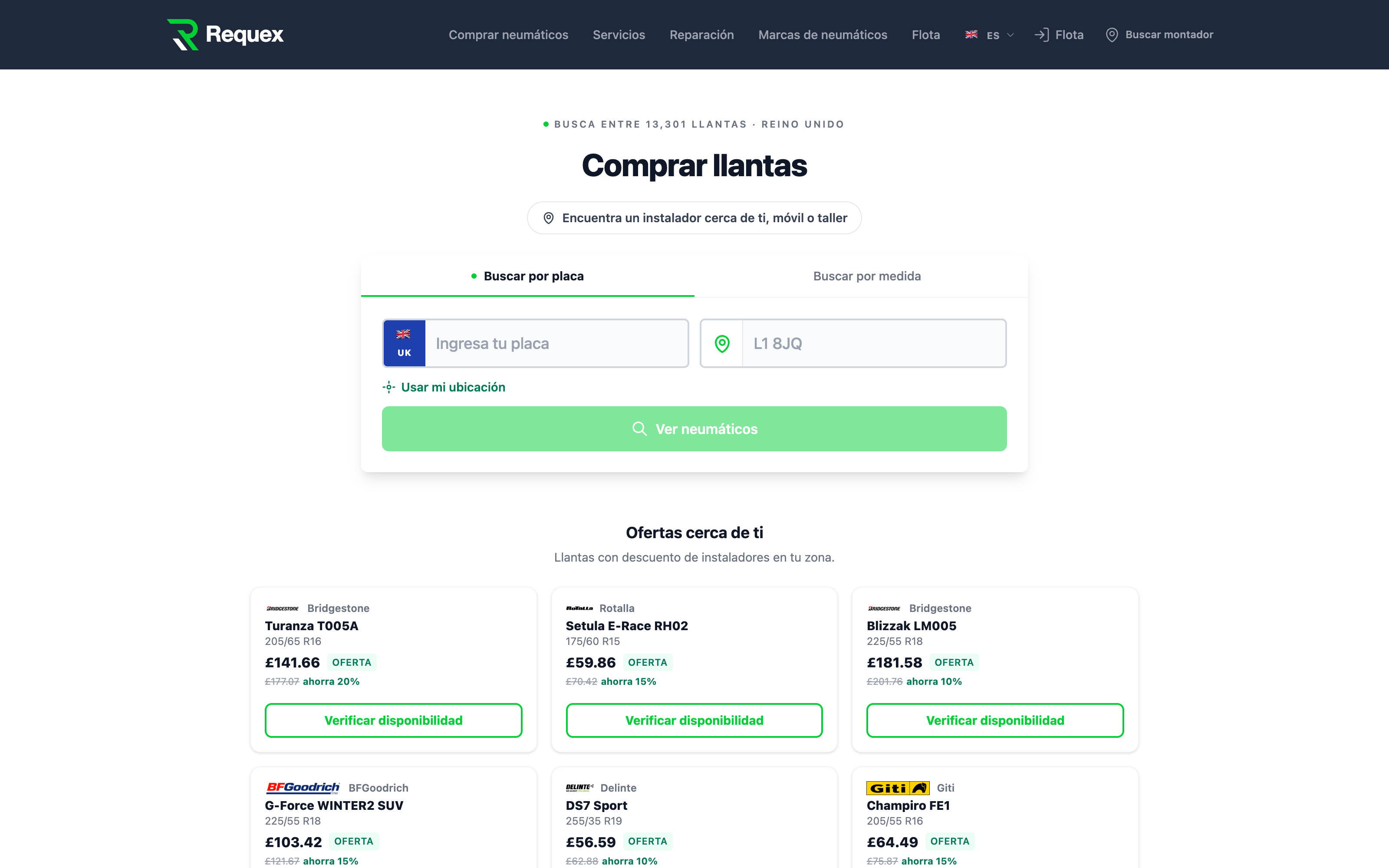La tienda del mercado Requex donde los clientes compran llantas y reservan montaje.