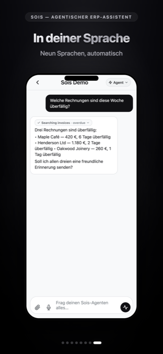 Ein Sois-Chat: Der Agent findet überfällige Rechnungen