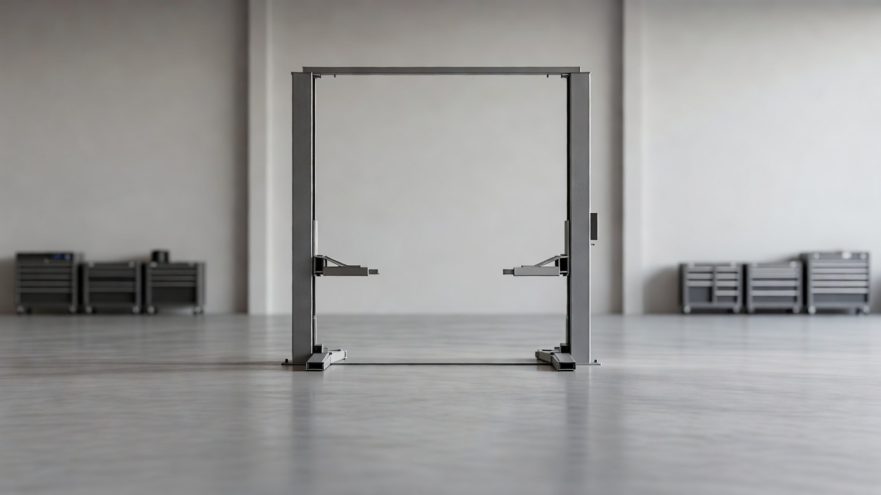 A vehicle lift and clean workshop floor