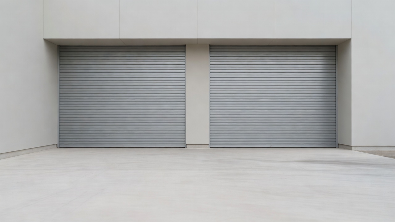 The exterior of an industrial unit with roller doors
